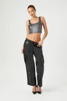 Women's Faux Leather Trouser Cargo Pants