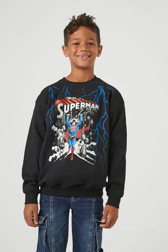 Kids Superman Pullover (Girls + Boys) in Charcoal, 13/14