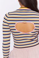 Women's Striped Cutout Sweater-Knit Top in Black Small