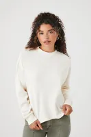 Women's Waffle Knit Drop-Sleeve Top in White, XS