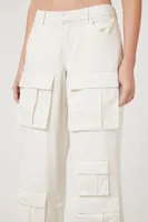 Women's Twill Wide-Leg Cargo Pants in Vanilla Large