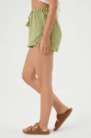 Women's Ruched Pull-On Shorts in Olive Large