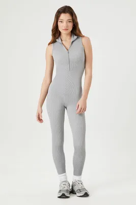 Women's Seamless Zip-Up Jumpsuit in Heather Grey Large