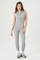 Women's Seamless Zip-Up Jumpsuit in Heather Grey Large