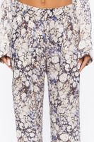 Women's Abstract Marble Print Trouser Pants in Cream Small