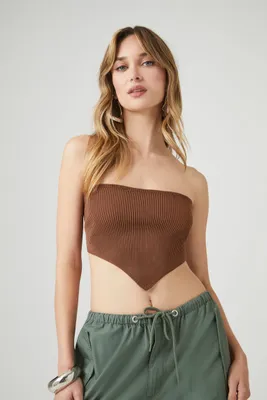 Women's Sweater-Knit Handkerchief Tube Top XS