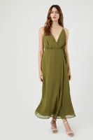 Women's Surplice Cami Maxi Dress in Olive Small