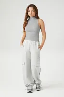 Women's Seamless Sleeveless Turtleneck Top in Heather Grey Medium