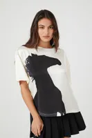 Women's Horse Graphic T-Shirt in White Small