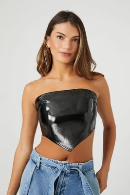 Women's Faux Leather Handkerchief Tube Top