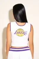 Women's Los Angeles Lakers Cropped Tank Top in White, XL