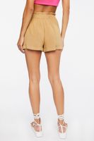 Women's Linen-Blend Paperbag Shorts in Cappuccino Small