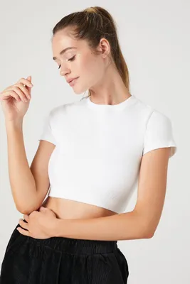 Women's Active Seamless Cropped Tee in White Medium