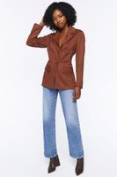 Women's Faux Suede Cutout Blazer in Chocolate Large