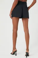 Women's Belted Twill High-Rise Shorts in Black Small