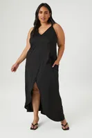 Women's Crisscross Tulip-Hem Maxi Dress in Black, 3X