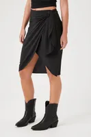Women's Wrap Tulip-Hem Tie Skirt in Black Large