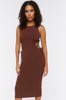 Women's Crisscross Cutout Midi Dress in Chocolate Medium