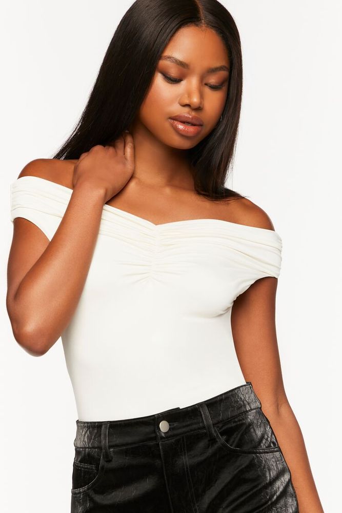 Women's Contour Off-the-Shoulder Bodysuit in Vanilla Medium