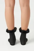 Faux Fur Crew Socks in Black