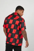 Men Checkered Short-Sleeve Shirt in Black/Red Small