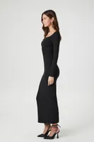 Women's Ribbed Knit Square-Neck Maxi Dress Medium