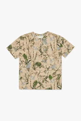 Kids Leaf Print T-Shirt (Girls + Boys) in Tan, 7/8