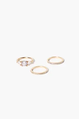 Women's CZ Thin Ring Set in Clear/Gold, 7