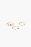 Women's CZ Thin Ring Set in Clear/Gold, 6