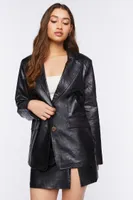 Women's Faux Leather Blazer Large