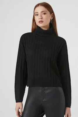 Women's Turtleneck Ribbed Knit Sweater Small