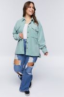 Women's Corduroy Shacket in Green Haze, 0X