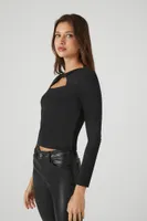 Women's Twisted Cutout Crop Top Black,