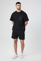 Men French Terry Drawstring Shorts in Black, XXL