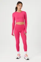 Women's Active Cutout Thumbhole Crop Top in Hibiscus Medium