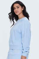 Women's Embroidered Beverly Hills Pullover in Blue/Cream, 1X