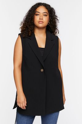 Women's Notched Blazer Vest in Black, 1X