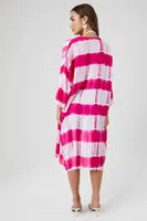 Women's Tie-Dye Striped Kimono Pink/White