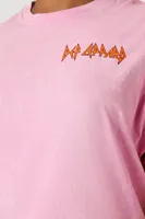 Women's Def Leppard Oversized Graphic T-Shirt in Pink Icing, Size 2X