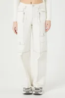 Women's Straight-Leg Cargo Pants in White Large