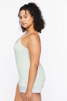 Women's Basic Organically Grown Cotton Thin Strap Cami in Mint, 0X