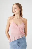 Women's Sheer Mesh Ruffled Cami