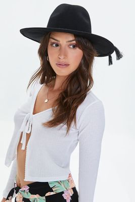 Braided Tassel-Trim Cowboy Hat in Black, M/L