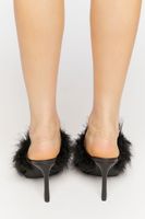 Women's Feather Open-Toe Heels in Black, 7.5