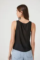 Women's Chiffon Scoop Tank Top in Black, XL