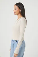 Women's Reworked Long-Sleeve Top in Taupe Small