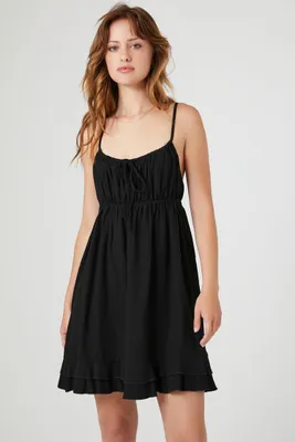 Women's Ruffle Cami Mini Dress in Black Medium