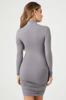 Women's Seamless Turtleneck Bodycon Dress in Dark Grey Medium