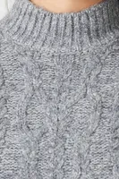 Women's Cable Knit Cropped Sweater Silver