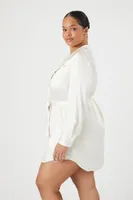 Women's Satin Blazer Dress in Vanilla, 3X